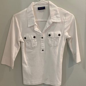 Saint James womenswear Oleron 3/4 sleeves Cotton Polo shirt White size 4 small